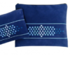 כיסוי לטלית ותפילין בצבע כחול בעיטור מעויינים גדולים
