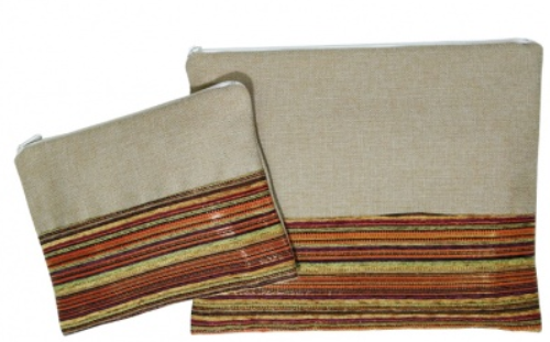 כיסוי לטלית ותפילין בעיצוב חצי פסים צבעוניים