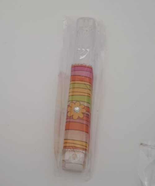 מזוזה פלסטיק שקוף פסים צבעוני