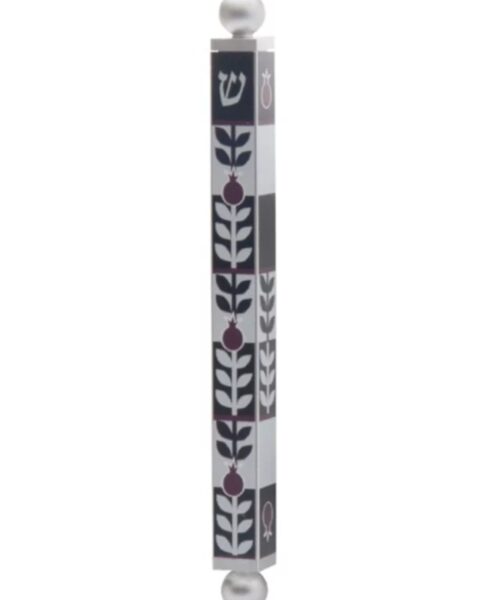 מזוזה רימונים שחור אפור 12 סמ