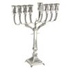 חנוכייה מכסף טהור דגם מדריד ארוזית ריקוע