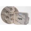 סט צלחת פסח + מגש מצה דגם שיש