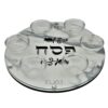 צלחת פסח עץ טבעי וזכוכית + צלוחיות דמוי שיש