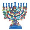 חנוכייה חיתוך לייזר ציור רימונים וציפורים 2