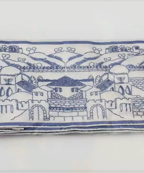 עטרה לטלית רקמת ירושלים הבנויה מהודרת כחול