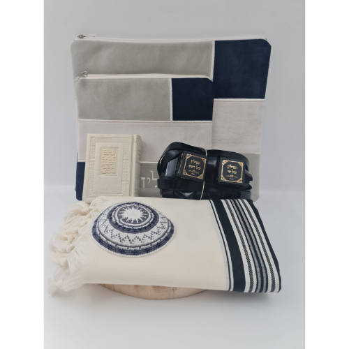 סט תפילין "קוביות בשחור ואפור"