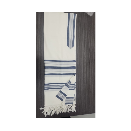 טלית צמר מזמור לתודה בצבע כחול