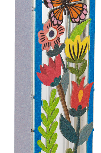 בית מזוזה מעוצב פרפרים ופרחים - מתנה יפה לבית