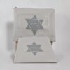 כיסויי טלית תפילין דמוי עור חדשים - לבן מגן דוד כסוף