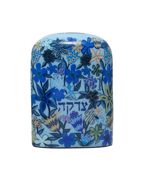 קופת צדקה - פרחים כחול