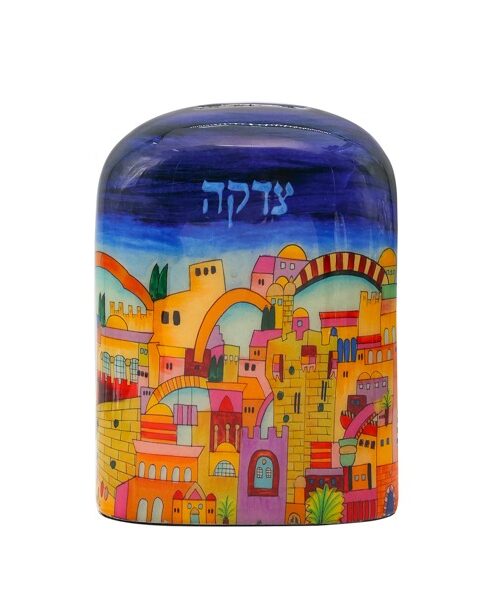 קופת צדקה ירושלים ציור - כחול כהה