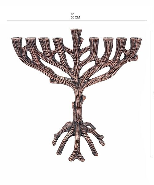 חנוכיה עץ חיים - צבע נחושת - 20 ס"מ