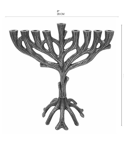 חנוכיה עץ חיים - כסוף - 20 ס"מ