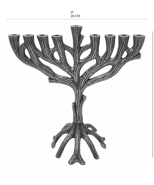 חנוכיה עץ חיים - כסוף - 23 ס"מ