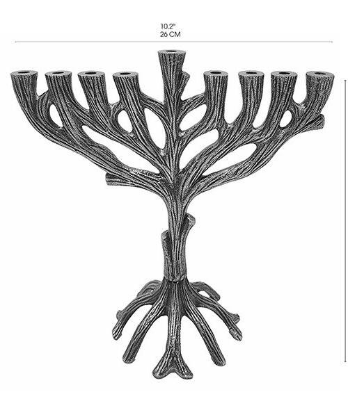 חנוכיה עץ חיים - כסוף - 25 ס"מ