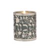 מחזיק לנר נשמה - מגזרת מתכת - רימונים + "יזכור" - אפור