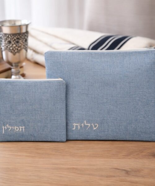 כיסוי לטלית ותפילין מפשתן תכלת